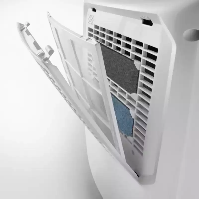 Le système de filtration en trois étapes du déshumidificateur DEXD216RF