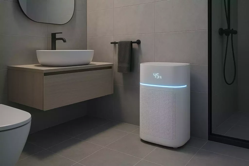 Utiliser un déshumidificateur pour stabiliser le taux d'hygrométrie de la salle de bain